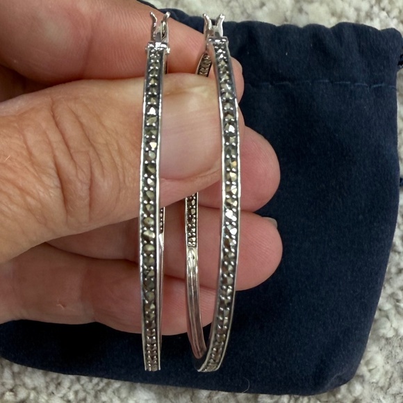 *NIB* Artisan Crafted by Robert Manse CZ Sterling Silver Hoop Earrings - Picture 3 of 15